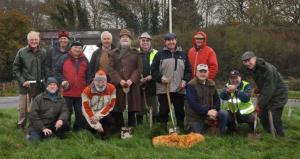 Preparing to plant bulds on Potsford Dam Island